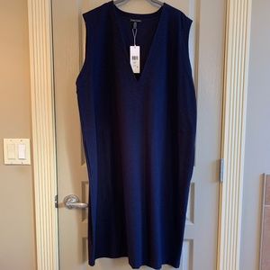 Eileen Fisher Vneck Navy Sleeveless Tunic Dress